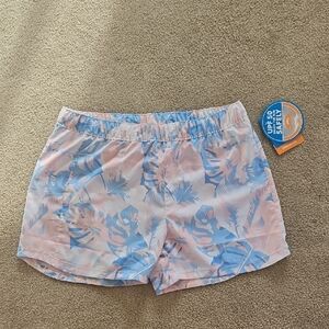 Columbia Pink and Blue Tropical Athletic Shorts (Girls XL Youth)